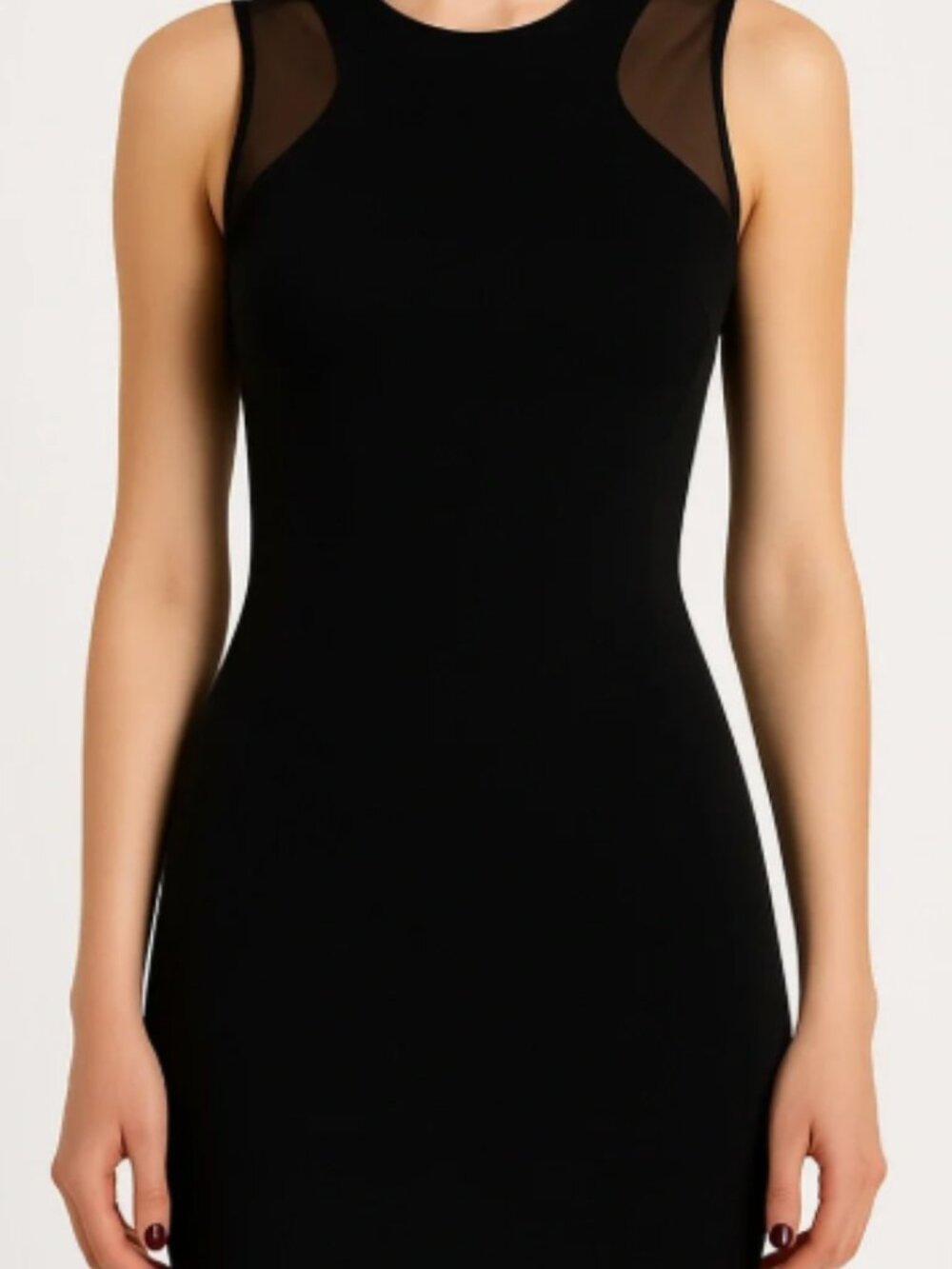 Maje Black Neoprene Mesh Panel Sleeveless Dress Size 2 NWT